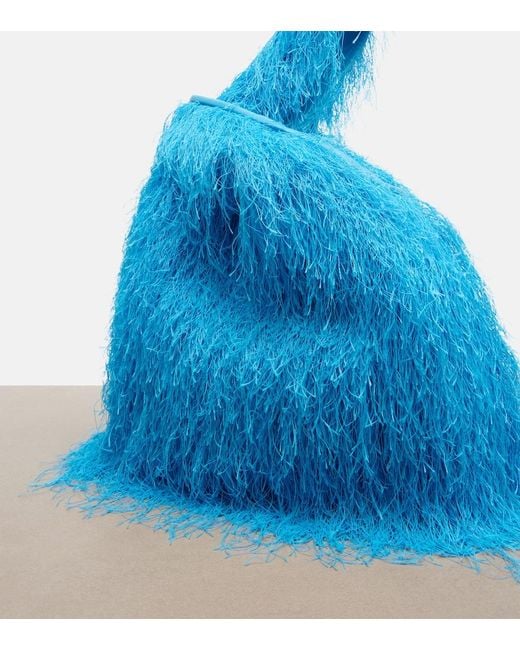 Dries Van Noten Blue Marche Medium Fringed Top-Handle Bag