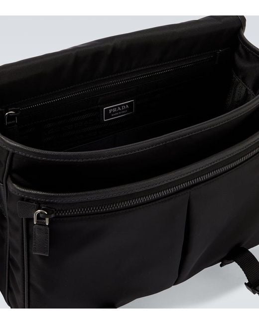 Prada Messenger Bag Aus Re-Nylon Mit Leder in Black für Herren