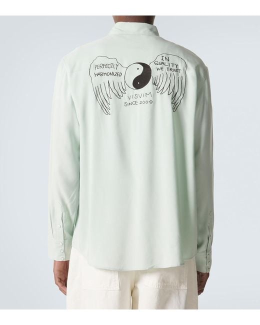 Visvim Green Four Corners Printed Canvas Shirt for men