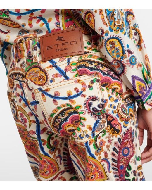 Etro Blue High-Rise Bootcut Jeans