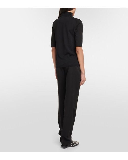 Max Mara Black Ciriaco Virgin Wool Turtleneck Top