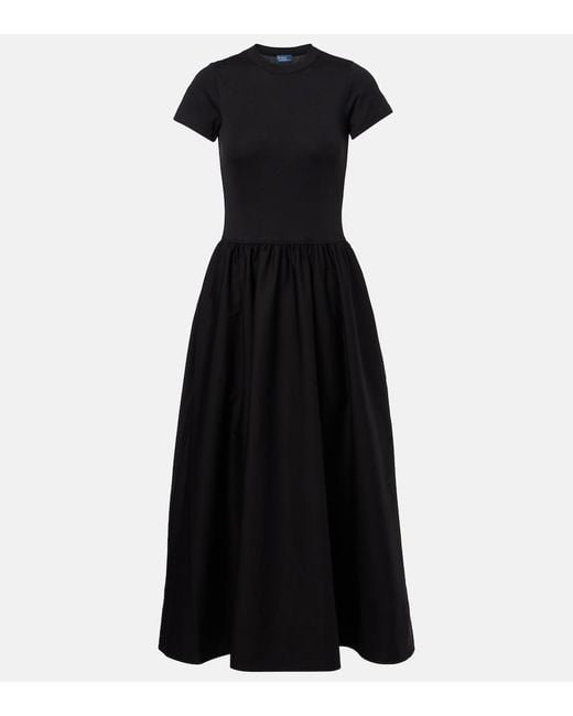 Polo Ralph Lauren Black Cotton Jersey Midi Dress