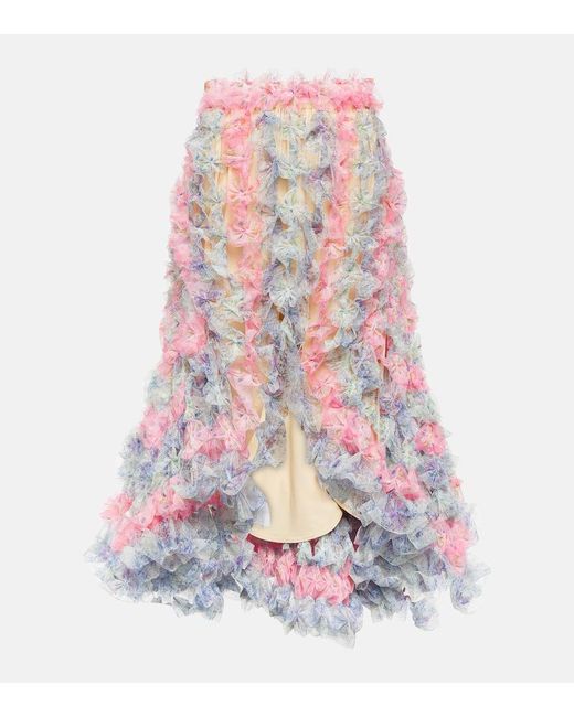 Jupe Midi Asymetrique En Tulle SUSAN FANG en coloris White