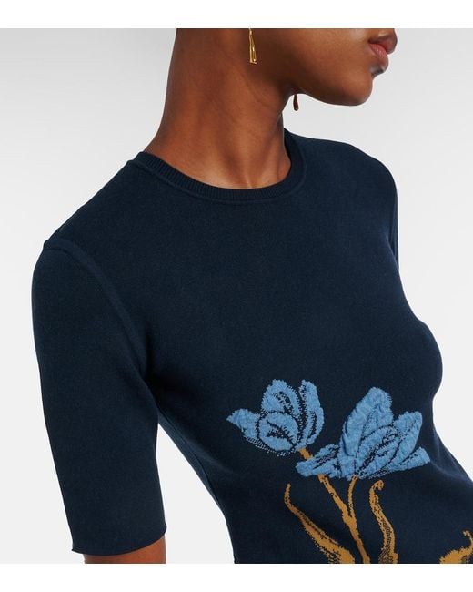 Erdem Blue Floral Jacquard Sweater