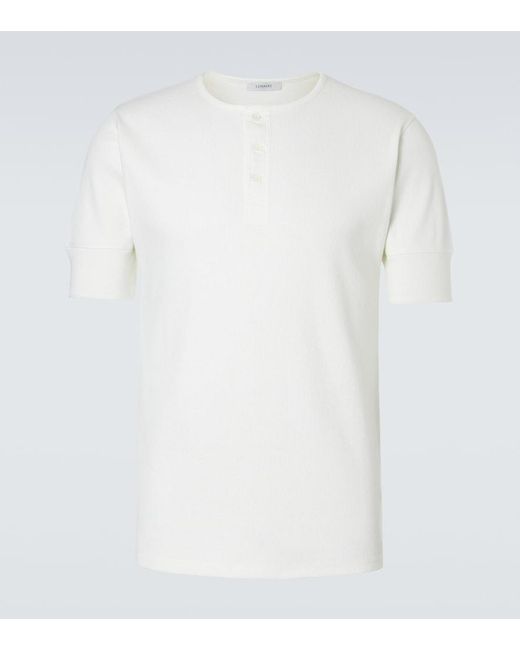 Lemaire White Cotton And Linen Jersey Henley Shirt for men