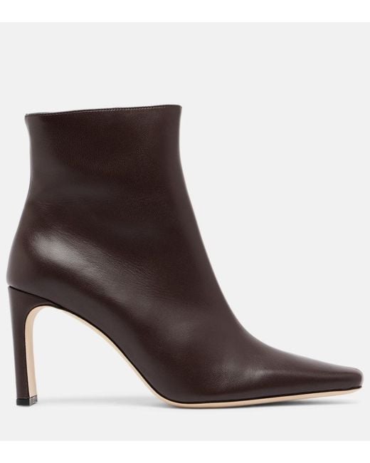 Staud Brown Wally 90 Leather Ankle Boots