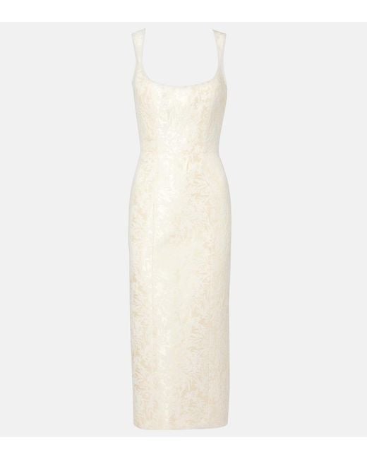 Markarian White Numa Velvet Midi Dress