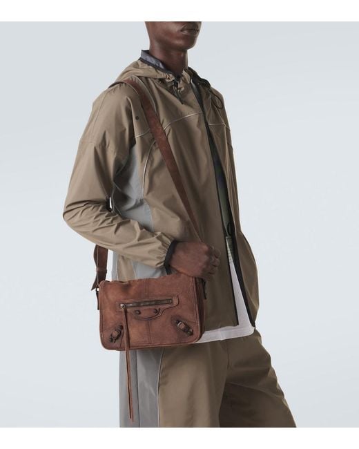Balenciaga Brown Le City Small Suede Messenger Bag for men