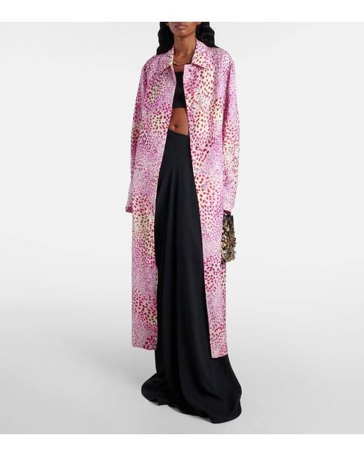 Dries Van Noten Pink Printed Jacquard Coat