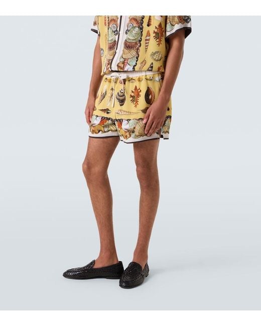 Dolce & Gabbana Metallic Printed Silk Shorts for men