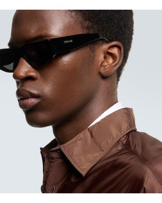 Prada Black Symbole Rectangular Sunglasses for men
