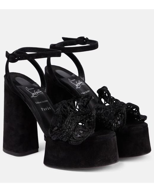 Christian Louboutin Black Deia Frou Alta Macrame Sandals