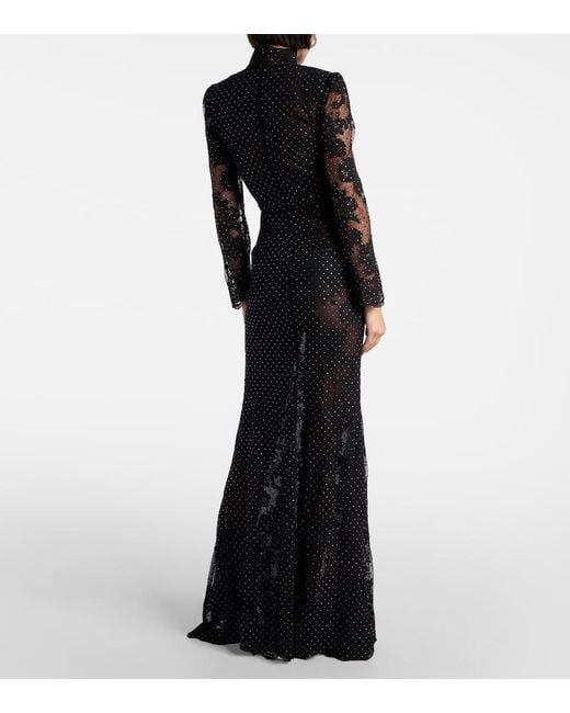 Self-Portrait Black Embellished Lace Gown