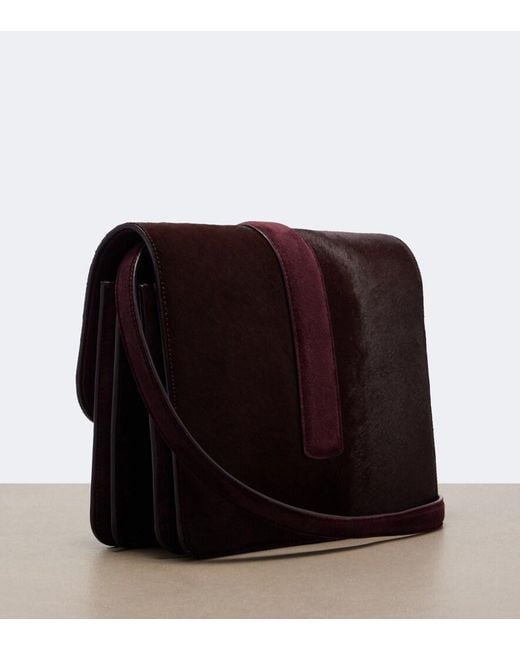 Khaite Purple Blake Medium Calf Hair Crossbody Bag