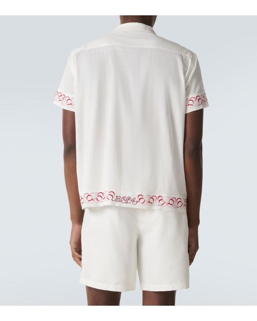Bode White Embroidered Cotton Poplin Bowling Shirt for men