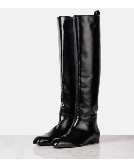 Khaite Black Colt Leather Knee-High Boots