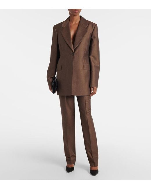 The Row Brown Norbert Mohair And Wool Straight Pants