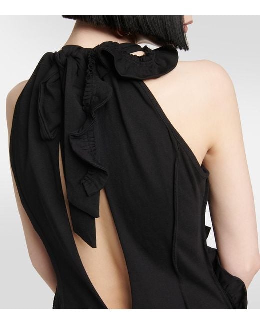 Dries Van Noten Black Ruffle-Trimmed Cotton Jersey Maxi Dress