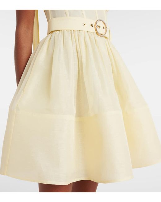 Zimmermann Yellow Minikleid Dawning Aus Leinen Und Seide