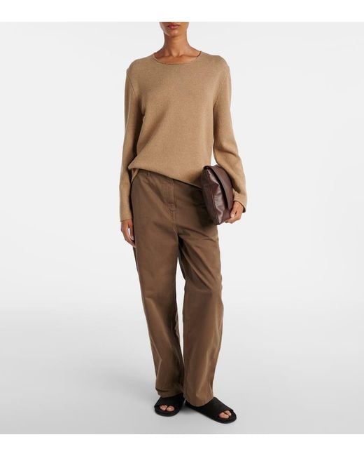 The Row Brown Nan Leather Shoulder Bag