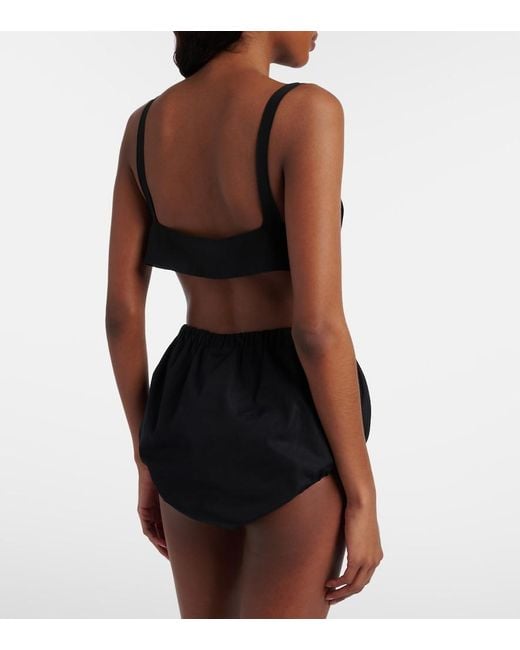 Prada Black Oversized Silk Crepe De Chine Bra Top