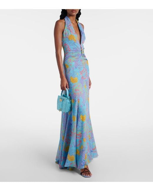 Versace Blue La Medusa Medium Embellished Bucket Bag