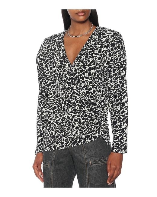 Isabel Marant Black Floral Wrap Blouse