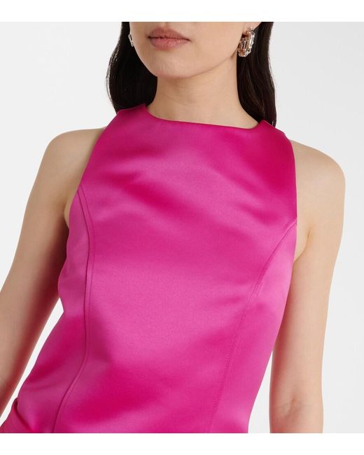 Ganni Pink Belted Satin Midi Dress