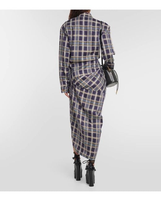 Vestido largo asimétrico con cuello alto Vivienne Westwood de color Gray