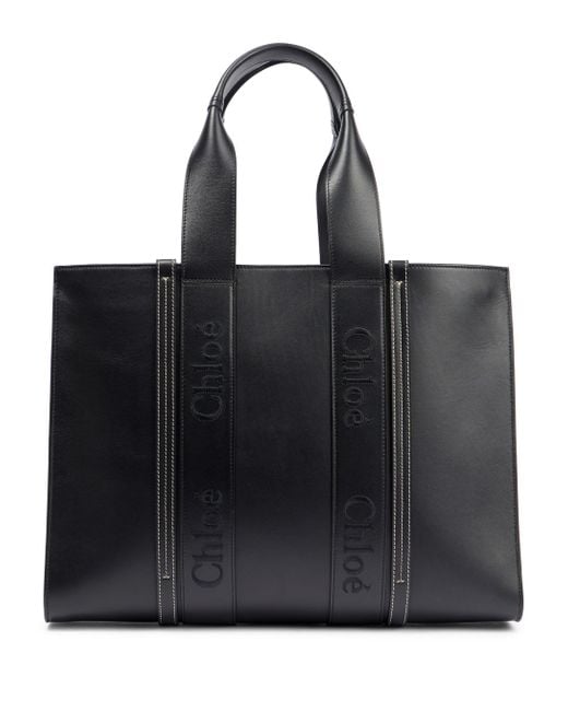 Chloé Woody Large Leather Tote in Black | Lyst Canada