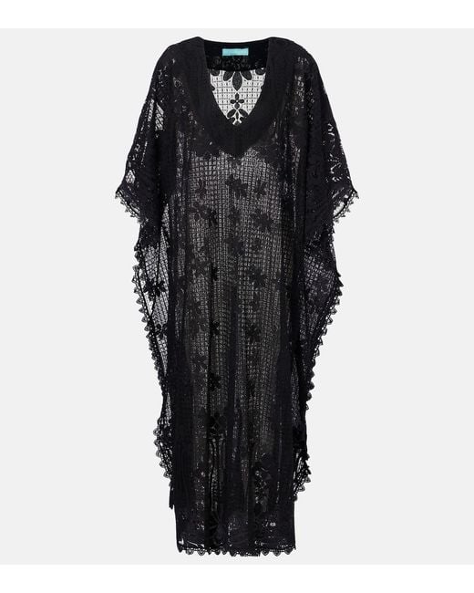 Melissa Odabash Black Yasin Cotton-Blend Lace Kaftan