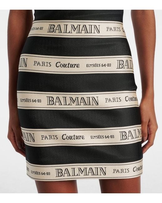Robe Rayee En Jacquard Balmain en coloris Black
