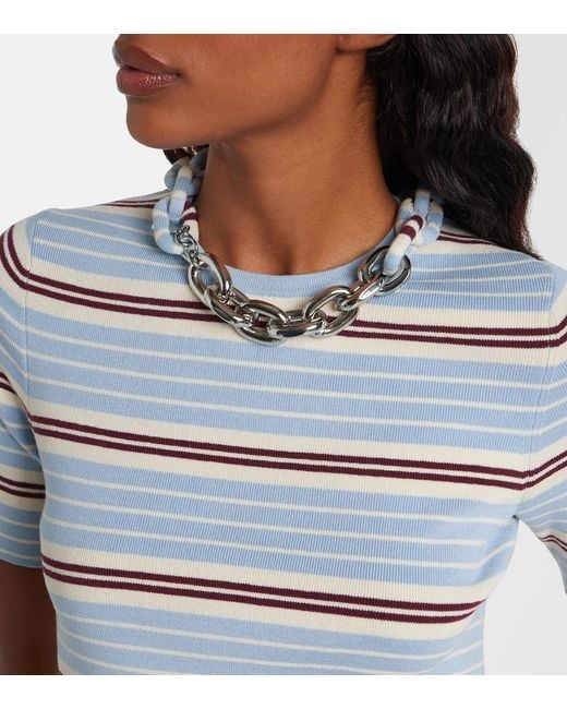 Rabanne White Chain-Detail Silk And Cotton-Blend Top