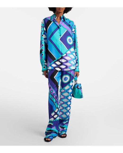 Emilio Pucci Blue Vivara Silk Twill Shirt