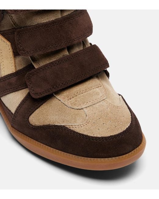 Isabel Marant Brown Bekett Leather And Suede Wedge Sneakers