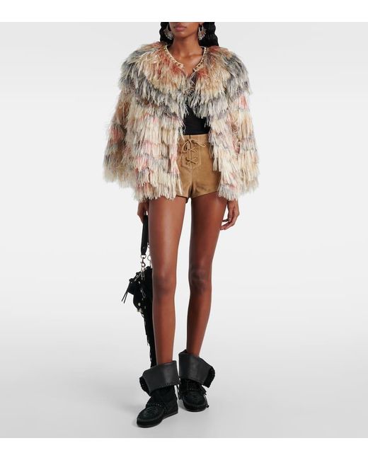 Isabel Marant Natural Low-Rise Shorts Delma Aus Veloursleder