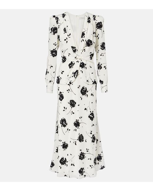 Alessandra Rich White Midikleid Aus Seide