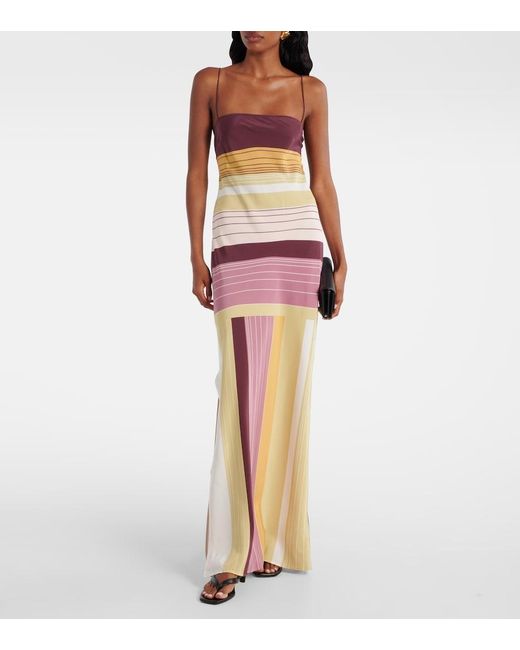 Sir White Fontana Striped Silk Crepe Slip Dress