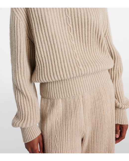Loro Piana Natural Plane Tree Ribbed-Knit Cashmere Sweater