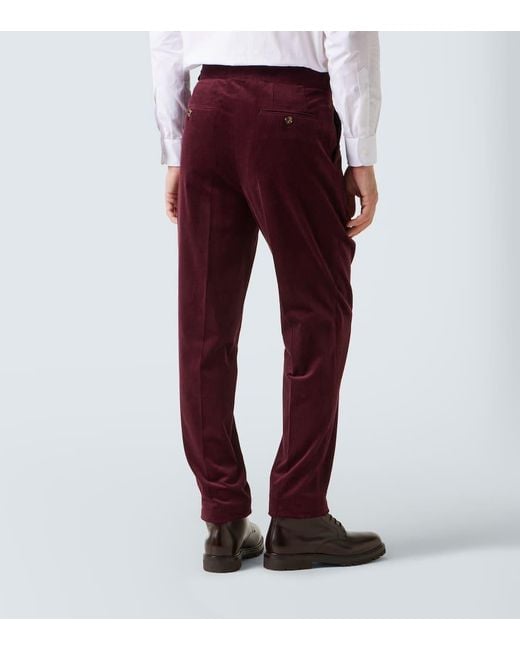 Brunello Cucinelli Red Cotton And Cashmere Corduroy Suit for men