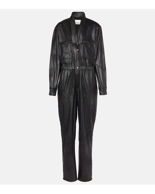 Isabel Marant Black Jumpsuit Aus Lederimitat