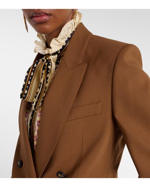 Etro Brown Double-Breasted Wool-Blend Blazer