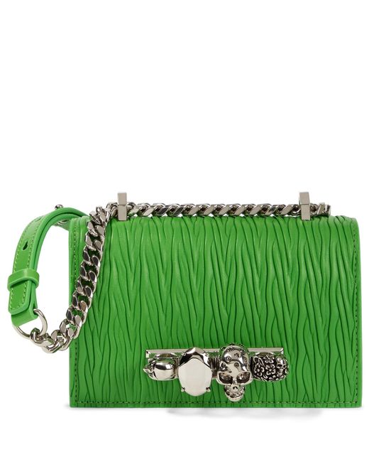 Alexander McQueen Jewelled Satchel Small Leather Crossbody Bag in Acid