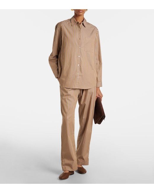 Leset Natural Yoshi Cotton-Blend Twill Wide-Leg Pants