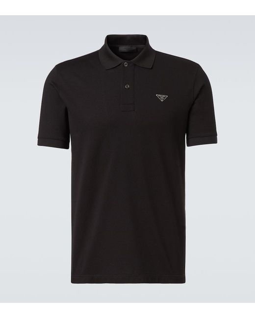 トップス prada black triangle logo polo shirt Prada Triangle-Logo Cotton-Piqué Polo Shirt Xxl in Black for Men