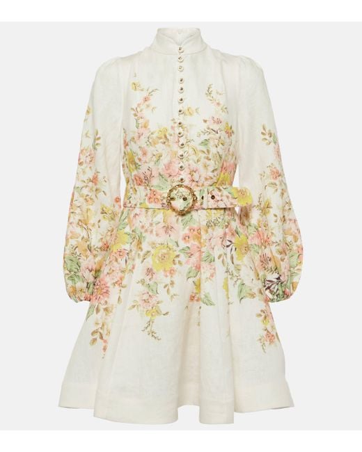 Zimmermann White Neutral Matchmaker Floral-print Mini Dress