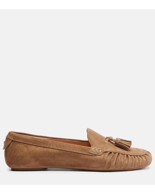 Gianvito Rossi Brown Thea Tasseled Suede Loafers