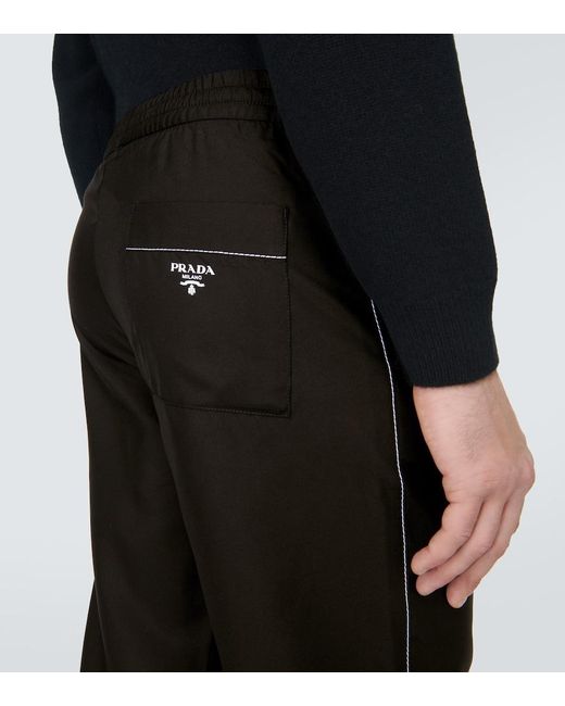 Prada Black Silk Straight Pants for men