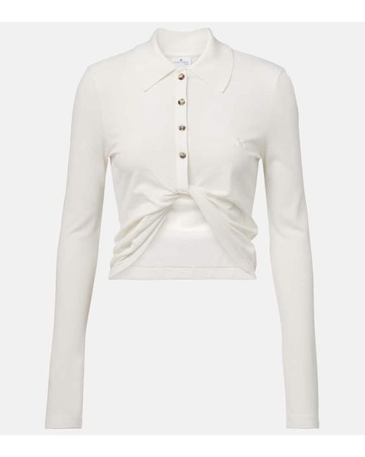 Courreges White Cropped-Hemd Aus Baumwolle