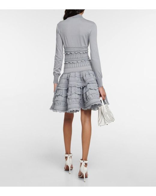 Alaïa Gray Crinoline Virgin Wool Minidress